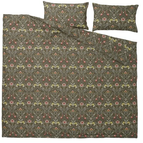 IKEA KÄRRDUNÖRT Duvet cover and pillowcase(s), dark green/multicolor, Full/Queen - Picture 2 of 4
